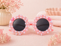 Pink Pearl Heart Kids Sunglasses | Handmade Round Girls Shades